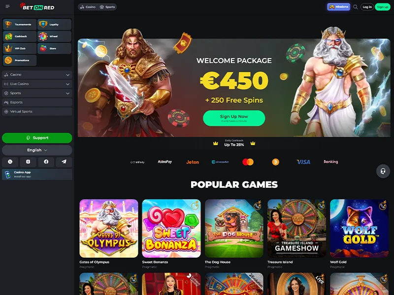 BetOnRed Casino Homepage - Explore 6,000+ Slots, Live Games, and Sportsbook