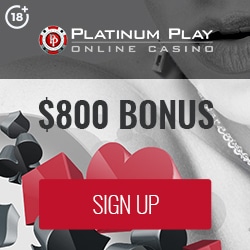 A graphic design showcasing an online casino advertisement for "Platinum Play." The image features the text "$800 Bonus" and "Sign Up," along with a visually appealing layout typical of promotional materials.