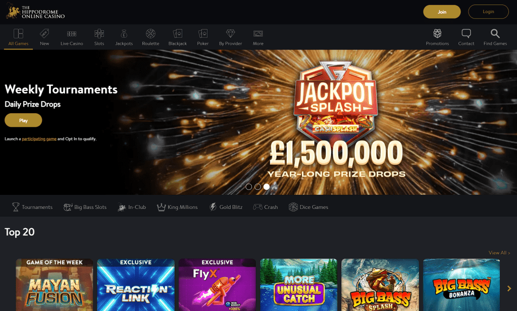 Hippodrome Online Casino – Play top-rated slots, live dealer games, and classic table games. Enjoy a secure, licensed gaming experience with exciting bonuses, a rewarding loyalty program, and fast payouts. Sign up today and claim your £100 Welcome Bonus + 100 Free Spins