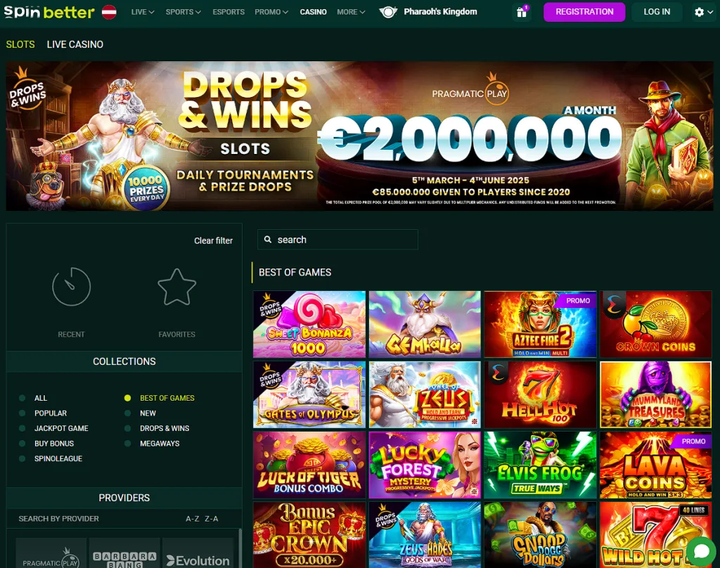 SpinBetter Casino homepage – premium online gaming and betting platform